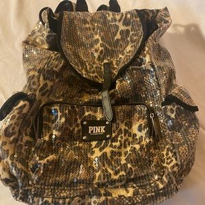 PINK Leopard Sequin Backpack
